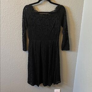 Miusol Black Lace Long-Sleeve Fit & Flare Dress